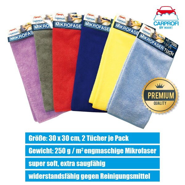 Universal Mikrofasertuch Carprofi 6f., 30x30cm, 2er Pack