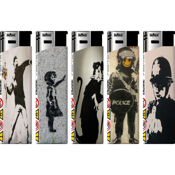 Banksy 3 Motiv-Feuerzeug, 50er Display