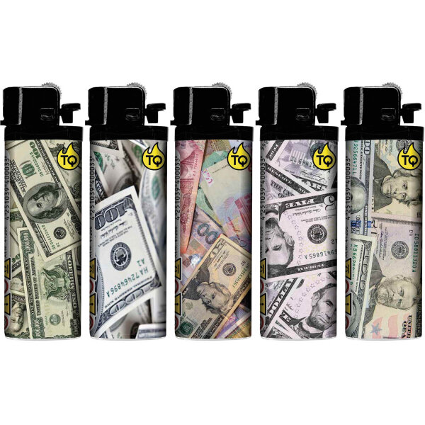 Reibrad-Motivfeuerzeug "Dollar Bills", 50er Display