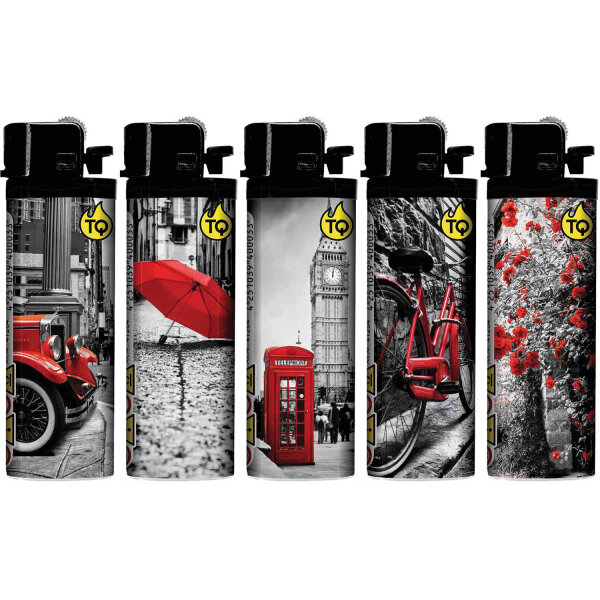 Reibrad-Motivfeuerzeug "Red ist Beautyful", 50er Display