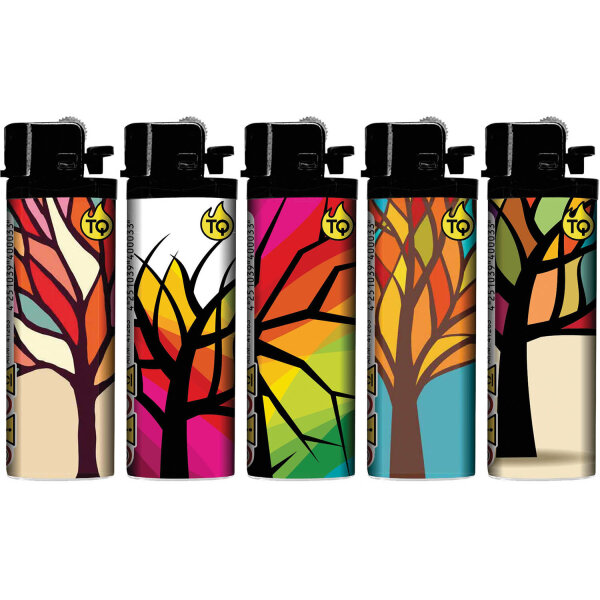 Reibrad-Motivfeuerzeug "Color Trees", 50er Display