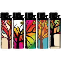 Reibrad-Motivfeuerzeug "Color Trees", 50er Display