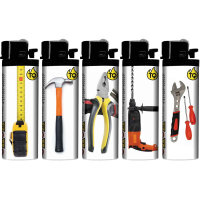 Reibrad-Motivfeuerzeug "Tools", 50er Display