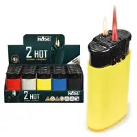 Feuerzeug 2in1 "2 HOT" Color Mix GUMMIERT, 25er...
