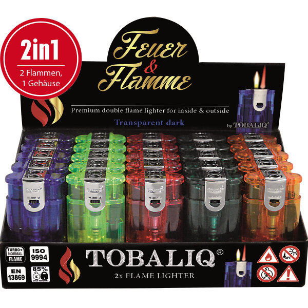 Feuerzeug 2in1 "2 HOT" Mix-Transparent 25er Display