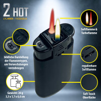 Feuerzeug 2in1 "2 HOT" Mix-Transparent 25er Display