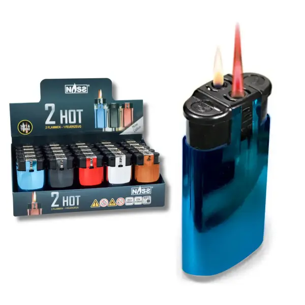 Feuerzeug 2in1 "2 HOT" METAL-GLANZ Edition 25er Display