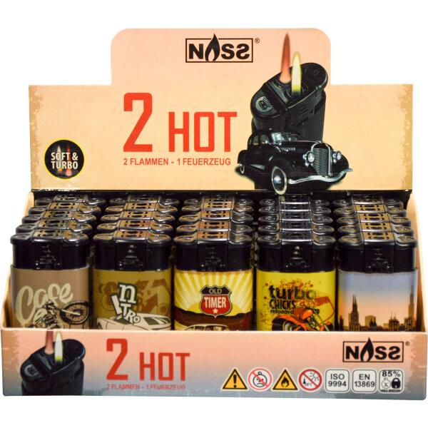 Feuerzeug 2in1 "2 HOT Oldtimer" 25er Display