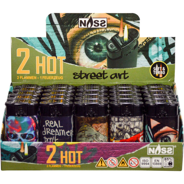Feuerzeug 2in1 "2 HOT Street Art" 25er Display