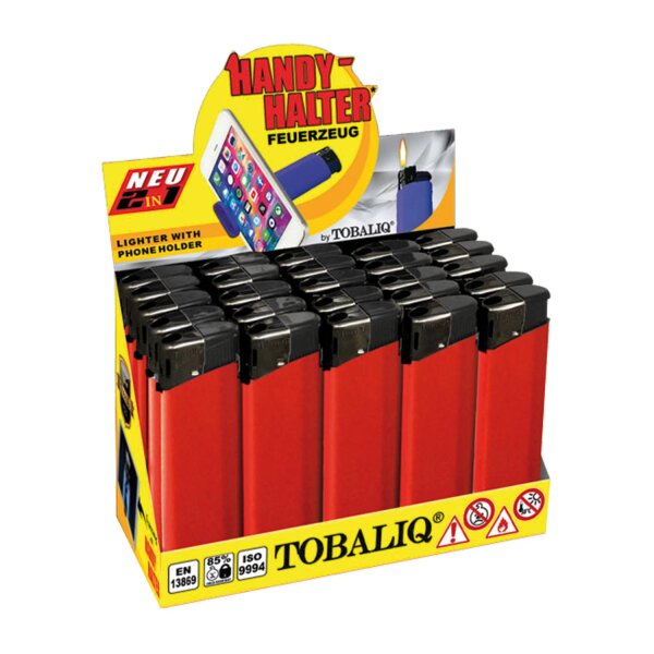 Feuerzeug "Fusion 2in1 Red" mit Handyhalterung, 25er Display