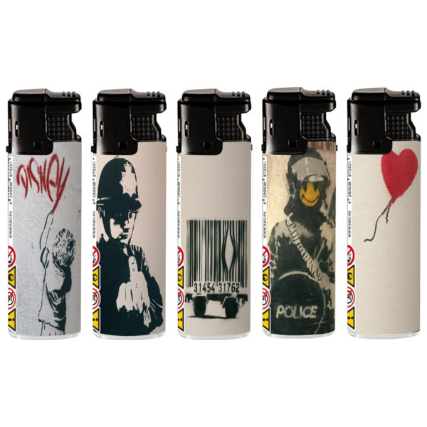JET-Flame Motiv-Feuerzeug "Banksy" 50er Display