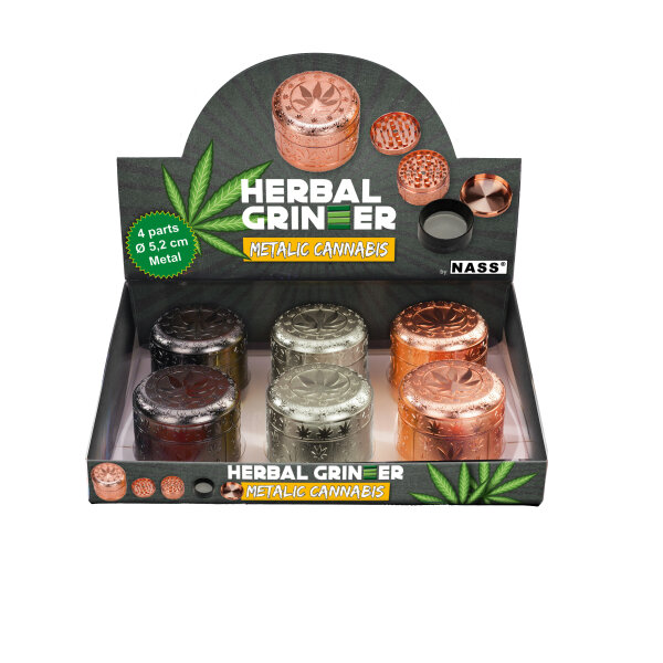 Metal Grinder"Metalic Cannabis", 6er Display