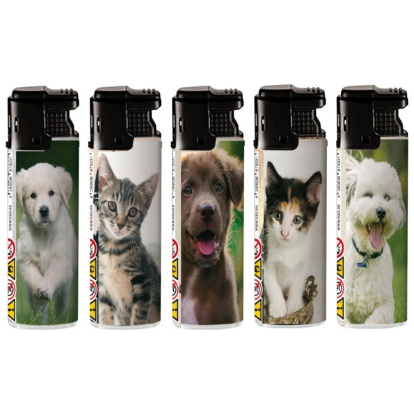 JET-Flame Motiv-Feuerzeug "Cats & Dogs" 50er Display