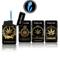 JET-Flame Feuerzeug &bdquo;Gold Cannabis&ldquo; | Flip...