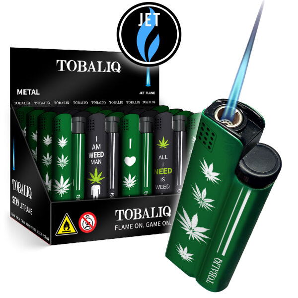 ALPHA Metal JET Feuerzeug &bdquo;Weed Needed&ldquo; 25er Display