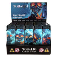 JET-Flame 3D-GLANZ-Motiv-Feuerzeug "Blaze Bones&ldquo; 50er Display