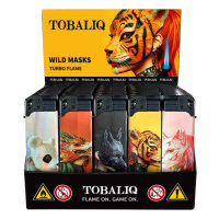 JET-Flame 3D-GLANZ-Motiv-Feuerzeug "Wild Masks&ldquo; 50er Display