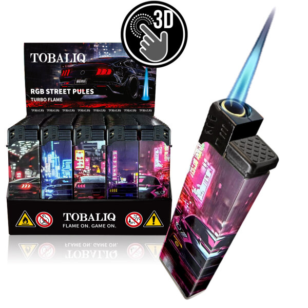 JET-Flame 3D-GLANZ-Motiv-Feuerzeug "RGB Street Pules&ldquo; 50er Display