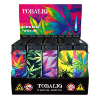 JET-Flame 3D-GLANZ-Motiv-Feuerzeug "Glow Weed&ldquo; 50er Display