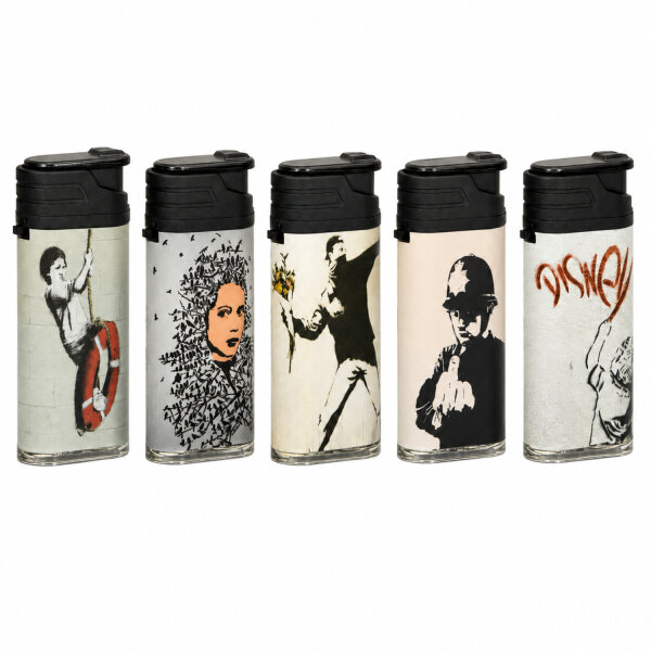 JET-Flame Motiv-Feuerzeug "Banksy" 20er Display