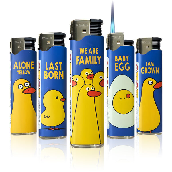 Jet-Flame Motiv-Feuerzeug "Duck Family" 50er Display