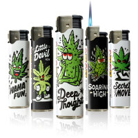 Jet-Flame Motiv-Feuerzeug "Weed Face" 50er Display