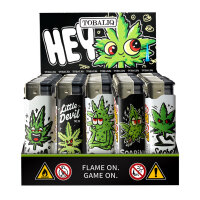 Jet-Flame Motiv-Feuerzeug "Weed Face" 50er Display