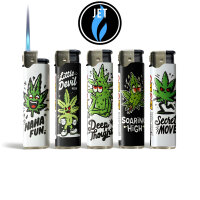 Jet-Flame Motiv-Feuerzeug "Weed Face" 50er Display