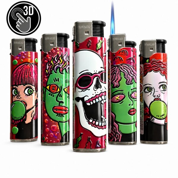JET-Flame 3D-GLANZ-Motiv-Feuerzeug "Color Face" 50er Display