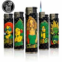 JET-Flame 3D-GLANZ-Motiv-Feuerzeug "Green...