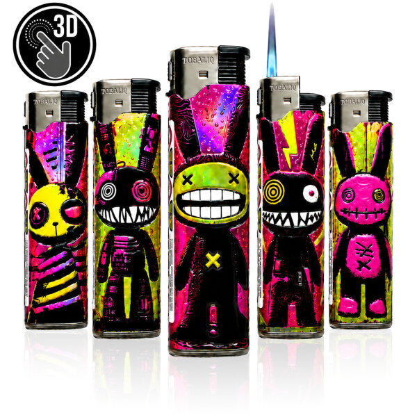 JET-Flame 3D-GLANZ-Motiv-Feuerzeug "Pink Bunny" 50er Display