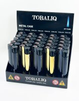 ALPHA Metall JET Feuerzeug &bdquo;Black/Gold Elegance&ldquo; 25er Display