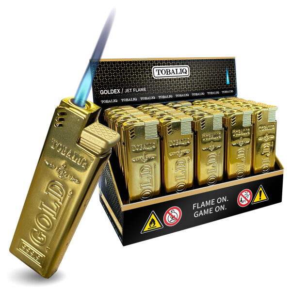 JET-Flame Metall-Feuerzeug "GOLDEX" | Glanz-Edition | 25er Display