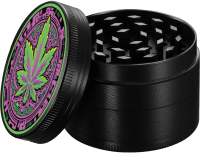 Metall Herbal Grinder "Black Leaf", 4-teilig,...