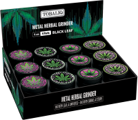 Metall Herbal Grinder "Black Leaf", 4-teilig,...