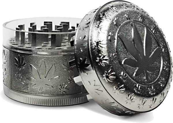 Metall Herbal Grinder TQ "Dark Cannabis", 6er Display