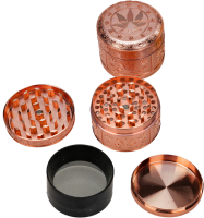 Metall Herbal Grinder TQ "Metalic Cannabis", 6er Display