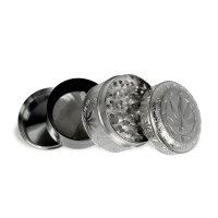 Metall Herbal Grinder TQ "Metalic Cannabis", 6er Display