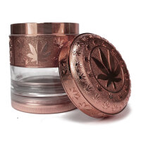 Metall Herbal Grinder TQ " Clear Cannabis", 6er Display