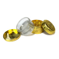 Metall Herbal Grinder TQ " Clear Cannabis", 6er Display