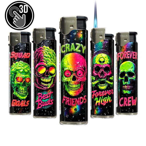 JET-Flame 3D-GLANZ-Motiv-Feuerzeug "Glow dead" 50er Display