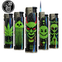 JET-Flame 3D-GLANZ-Motiv-Feuerzeug "Alien...