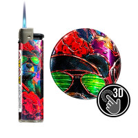 JET-Flame 3D-GLANZ-Motiv-Feuerzeug "Trip Bears" 50er Display