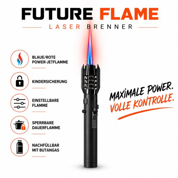 gro&szlig;er Power-Jet-Flame-Brenner | 20,5 cm | FUTURE FLAME | 6er Display