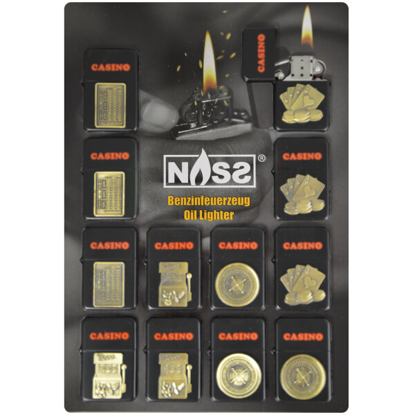 Benzin-Feuerzeug "Casino" 12er Stand-Display