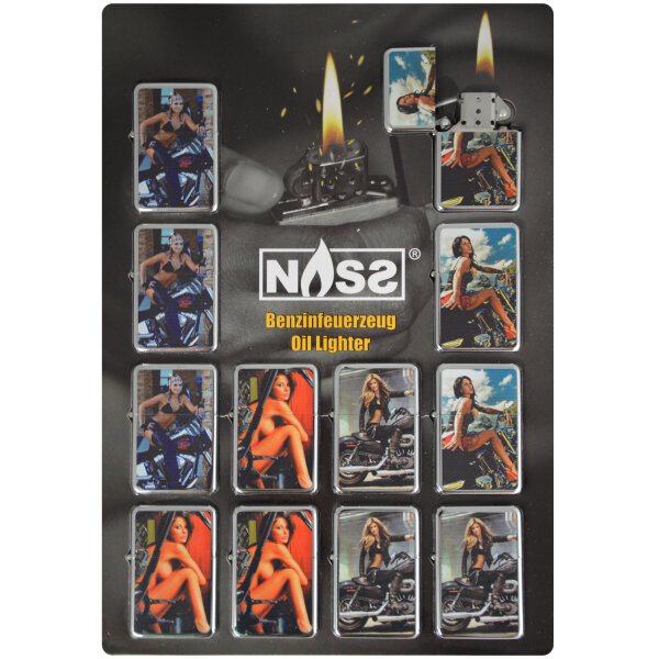 Benzin-Feuerzeug "Biker Girl"12er Stand-Display