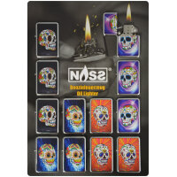 Benzin-Feuerzeug "Color-Skull" 12er Stand-Display