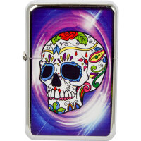 Benzin-Feuerzeug "Color-Skull" 12er Stand-Display