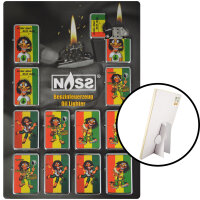 Benzin-Feuerzeug "Rasta-Man" 12er Stand-Display