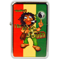 Benzin-Feuerzeug "Rasta-Man" 12er Stand-Display